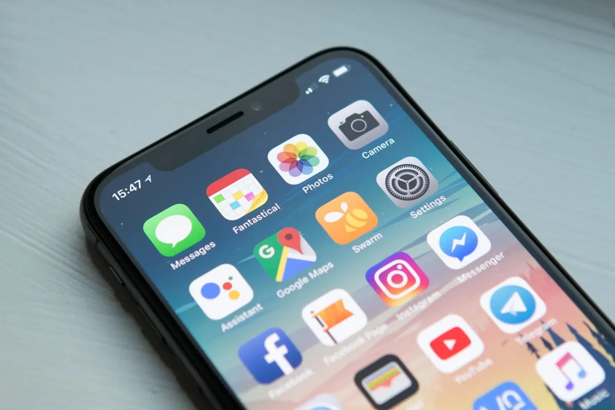 Smartphone on a desk.